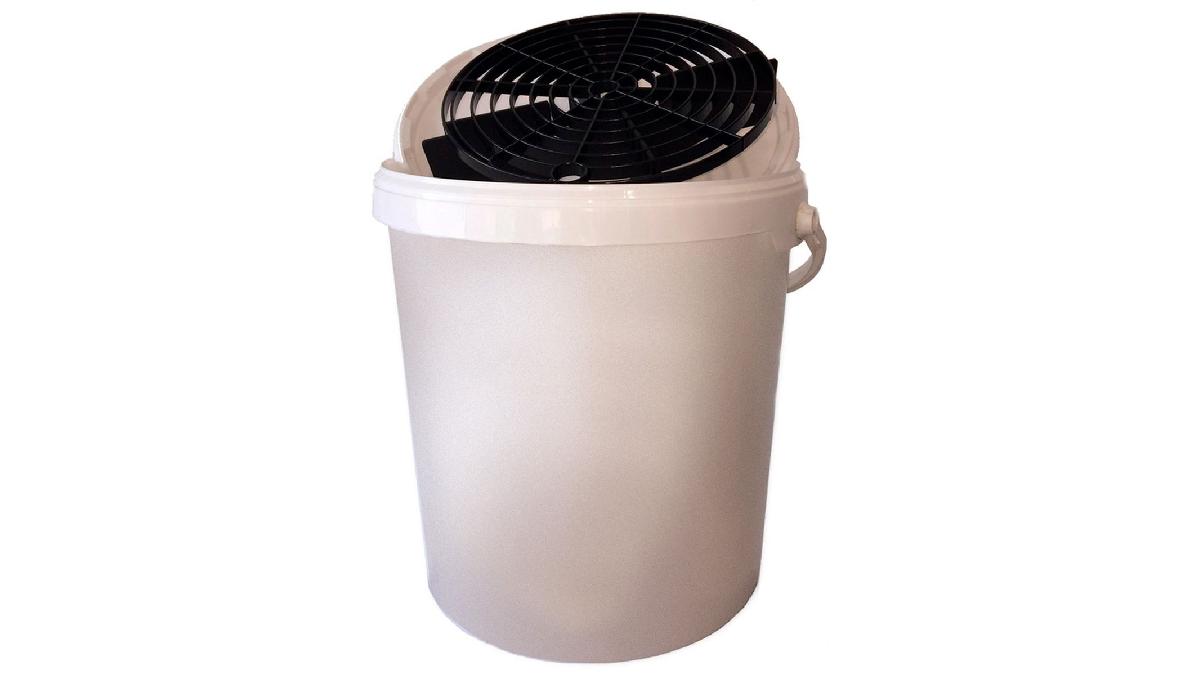 Seau+lavage+de+voiture+15L+Blanc+%2B+Couvercle+%2B+Grit%2FGrille
